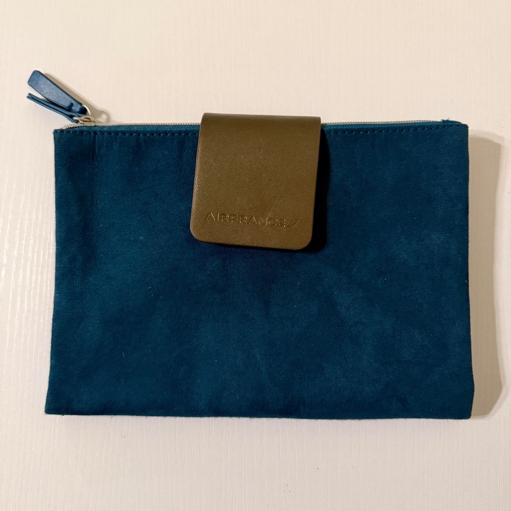 Air France Teal/Blue Faux Suede Clutch Travel Bag